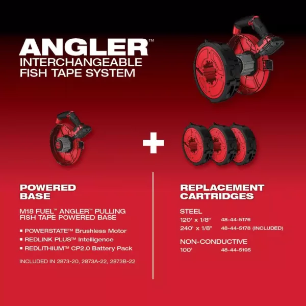 Milwaukee M18 FUEL Angler 240 ft. x 1/8 in. Steel Pulling Fish Tape Drum