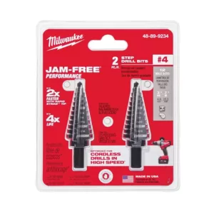 Milwaukee 3/16 in. - 7/8 in. x 1/16 in. #4 Step Drill Bit (2 Pack)