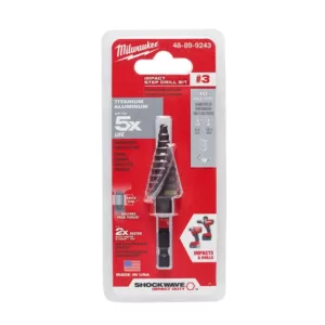 Milwaukee 3/16 in. - 3/4 in. #3 Shockwave Impact Duty Titanium Step Bit