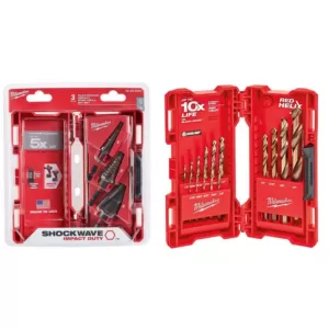 Milwaukee Titanium SHOCKWAVE Impact Duty Step Bit Kit with Cobalt Drill Bit Set (18-Piece)