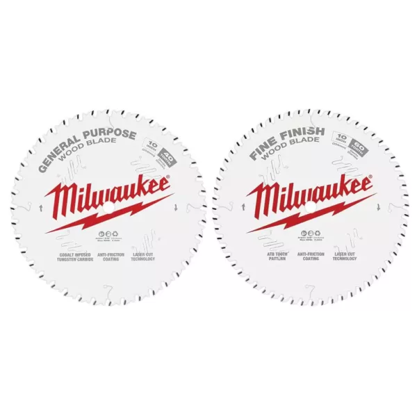 Milwaukee 10 in. x 40-Tooth and 60-Tooth Circular Saw Blades (2-Pack)