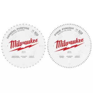 Milwaukee 12 in. x 44-Tooth and 80-Tooth Circular Saw Blade (2-Pack)