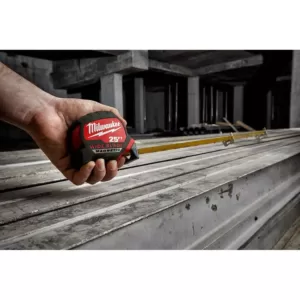 Milwaukee 25 ft. x 1.3 in. W Blade Magnetic Tape Measure with 14 ft. Standout and 4-1/2 in. Trim Square