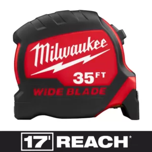 Milwaukee 35 ft. x 1.3 in. Wide Blade Tape Measure with 17 ft. Reach