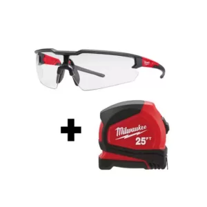 Milwaukee 25 ft. Compact Tape Measure W/ Safety Glasses with Clear Lenses