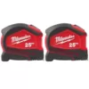 Milwaukee 25 ft. Compact Auto Lock Tape Measure (2-Pack)