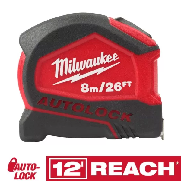 Milwaukee 8m/26 ft. Compact Auto Lock Tape Measure