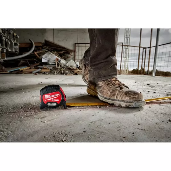 Milwaukee 25 ft. x 1.3 in. Gen II STUD Magnetic Tape Measure with 14 ft. Standout with Fastback Compact Folding Utility Knife