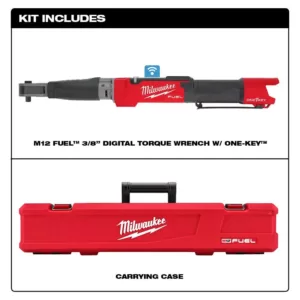 Milwaukee M12 FUEL ONE-KEY 12-Volt Lithium-Ion Brushless Cordless 3/8 in. Digital Torque Wrench (Tool-Only)