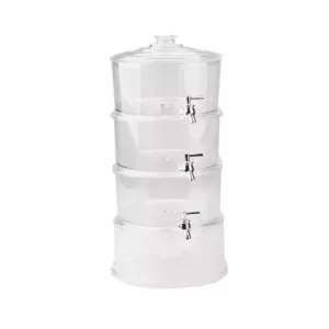 Mind Reader 3 Gal. Clear Plastic Beverage Dispenser with Ice Bottom, 3-Tier Stackable Drink Holder with Lids