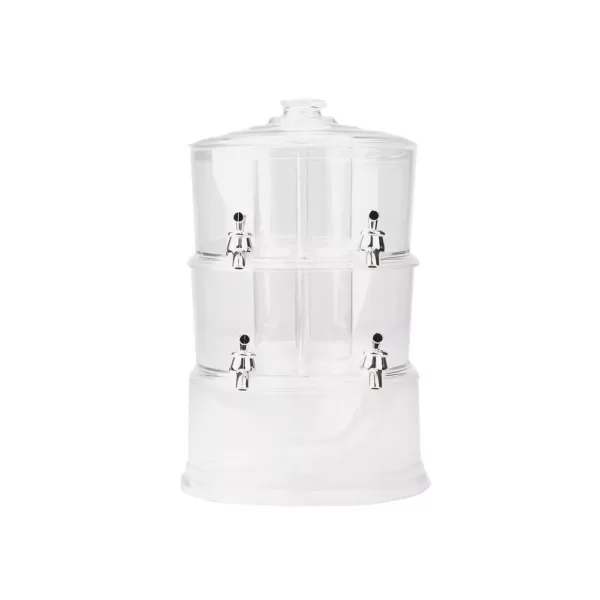 Mind Reader 2-Gal. Clear Beverage Dispenser 2-Tier Stackable and 4-Compartment Drink Holder with Lids