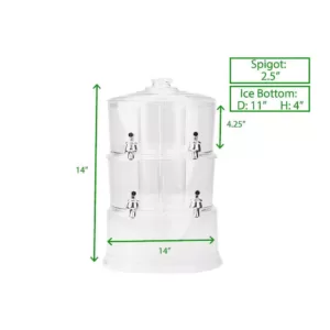 Mind Reader 2-Gal. Clear Beverage Dispenser 2-Tier Stackable and 4-Compartment Drink Holder with Lids