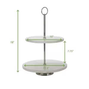 Mind Reader White 2 Tier Marble Pastry Stand, Party Pastry Display, Cupcake Stand Holder, Tiered Serving Dessert Display Tray