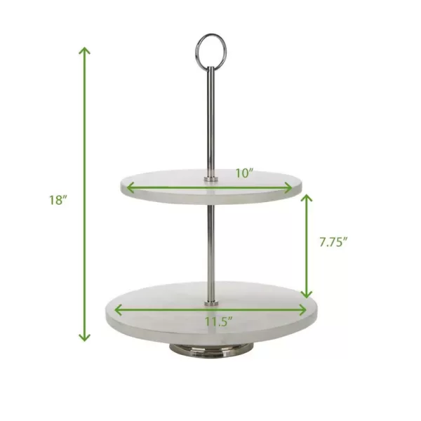 Mind Reader White 2 Tier Marble Pastry Stand, Party Pastry Display, Cupcake Stand Holder, Tiered Serving Dessert Display Tray