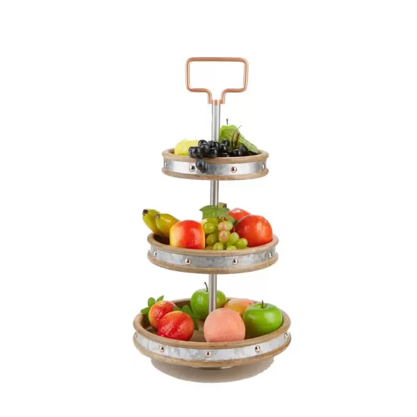 Mind Reader 3-Tier Silver Cake Stand with Handle