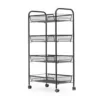 Mind Reader Roll 4-Shelf Rolling Black Metal Mesh Coffee Cart