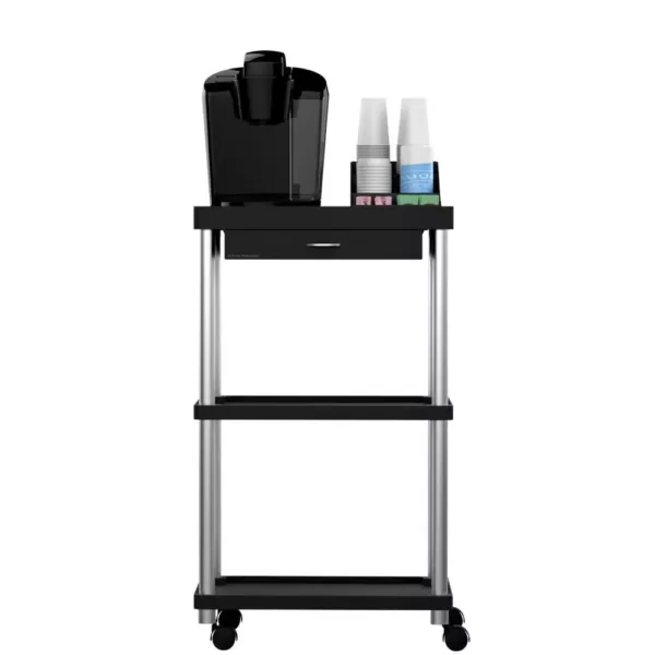 Mind Reader 3-Tier 7-Compartment Rolling Black Coffee Cart