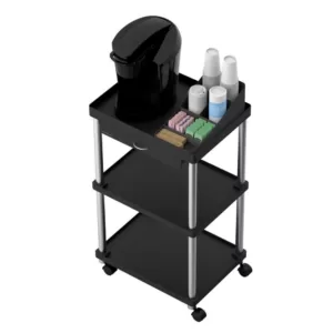 Mind Reader 3-Tier 7-Compartment Rolling Black Coffee Cart