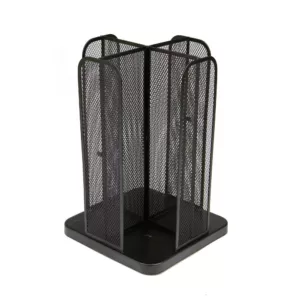 Mind Reader Cup and Lid Carousel Holder Organizer, Cup Dispenser Black Metal Mesh