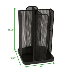 Mind Reader Cup and Lid Carousel Holder Organizer, Cup Dispenser Black Metal Mesh