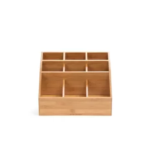 Mind Reader 9-Compartment Square Bamboo Condiment Organizer