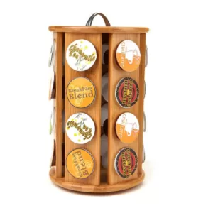 Mind Reader 24-Capacity Bamboo K-Cup Storage Organizer and Coffee Pod Carousel