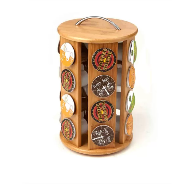 Mind Reader 24-Capacity Bamboo K-Cup Storage Organizer and Coffee Pod Carousel