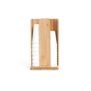 Mind Reader Tawny Bamboo Rotating Cup Holder and Lid Holder