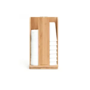 Mind Reader Tawny Bamboo Rotating Cup Holder and Lid Holder