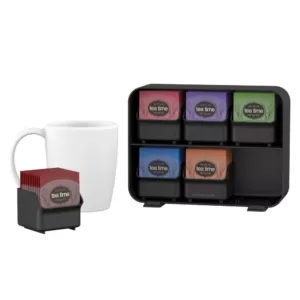 Mind Reader Clutch 6-Drawer 90-Bag Black Tea Bag Holder