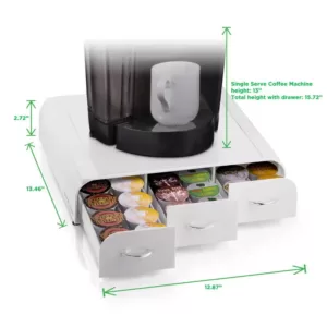 Mind Reader Anchor 36-Capacity White K-Cup Storage Drawer