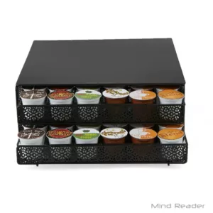 Mind Reader 72-Capacity Black Double K-Cup Storage Tray with Flower Pattern Metal Mesh