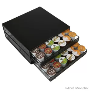 Mind Reader 72-Capacity Black Double K-Cup Storage Tray with Flower Pattern Metal Mesh