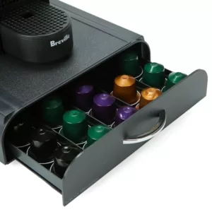 Mind Reader 50-Pod Capacity Black Coffee Condiment Organizer Set with Coffee Pod Storage Drawer (2-Piece)