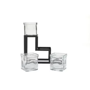 Mind Reader 24 oz. 3-Compartment Tiered Black Metal Condiment Server Jar Stand, Garnish Station for Restaurant, Bars, Removable Jars