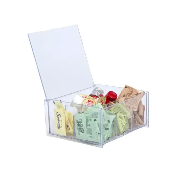 Mind Reader Acrylic Clear with Lid 6-Compartment Pantry Organizer For Kitchen Tea Bag Storage and Organizer Holder