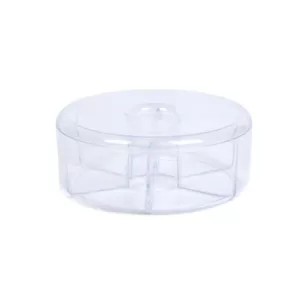 Mind Reader Clear Acrylic Tea Bag Storage and Organizer 6-Compartment Tea Bag Holder with Lid, Round Pantry Organizer for Kitchen