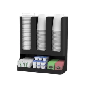 Mind Reader Tea/Coffee/Condiment Black Organizer with Cup and Lid Storage