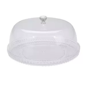 Mind Reader 10 in. x 7.25 in. Clear Diamond Acrylic Cake Holder with Cover, Cake Display, Dessert Display Tray, Cake Storage