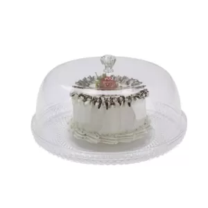 Mind Reader 10 in. x 7.25 in. Clear Diamond Acrylic Cake Holder with Cover, Cake Display, Dessert Display Tray, Cake Storage