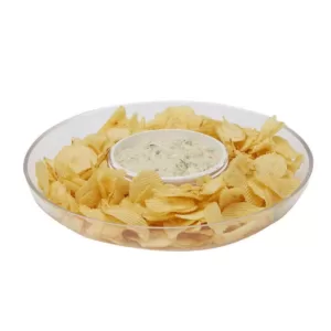 Mind Reader 13 in. x 2.25 in. Clear Acrylic Chip & Dip Bowl, Acrylic Tinted Snack Bowl, Kitchen, Countertop Bowl