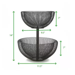 Mind Reader Black 2-Tier Mesh Decorative Fruit Bowl