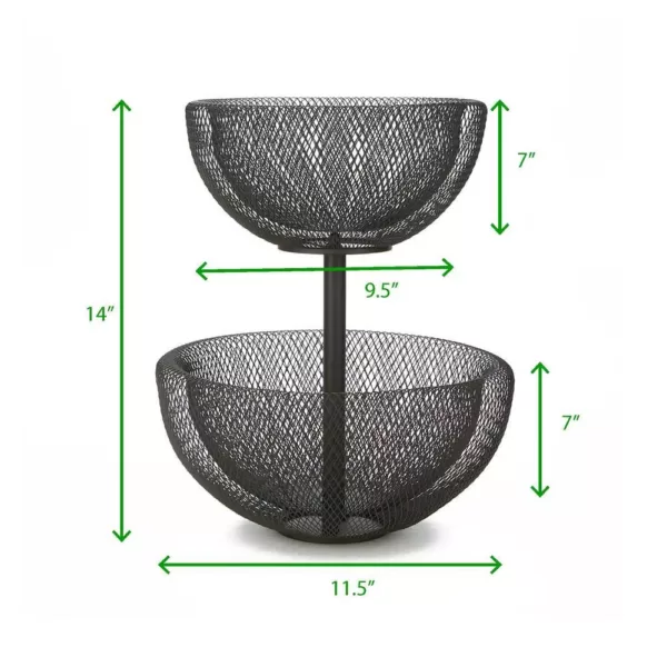 Mind Reader Black 2-Tier Mesh Decorative Fruit Bowl