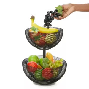 Mind Reader Black 2-Tier Mesh Decorative Fruit Bowl