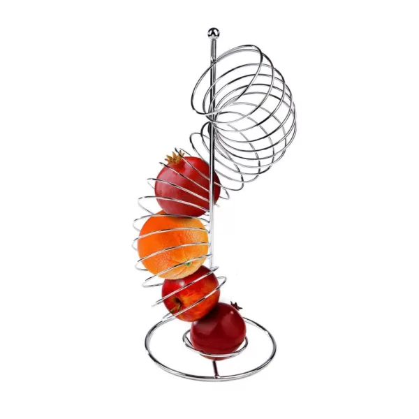 Mind Reader Stainless Steel Twisted Orange Fruit Holder in Silver