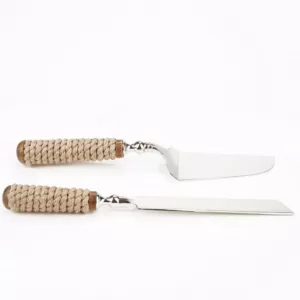 Mind Reader Roped Dessert Knifes 2-Piece Dessert Tool Set Stainless Steel Roped Handle Server