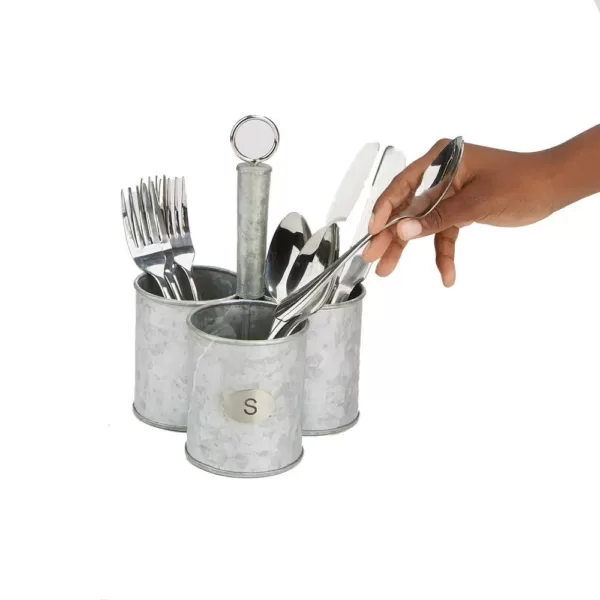 Mind Reader Silver Metal 3 Cup Utensils Caddy Cutlery Holder Flatware and Silverware Organizer