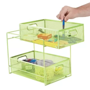 Mind Reader 12.25 in. H x 8.25 in. W x 12.38 in. L Modern Green Metal Flatware Organizer, Utensil Caddy