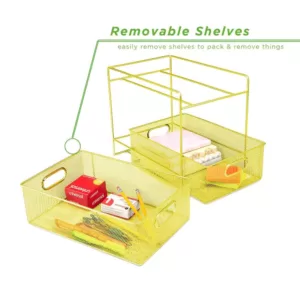 Mind Reader 12.25 in. H x 8.25 in. W x 12.38 in. L Modern Yellow Metal Flatware Organizer, Utensil Caddy