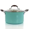 Oster Carrick 6 qt. Round Aluminum Nonstick Dutch Oven in Mint with Glass Lid